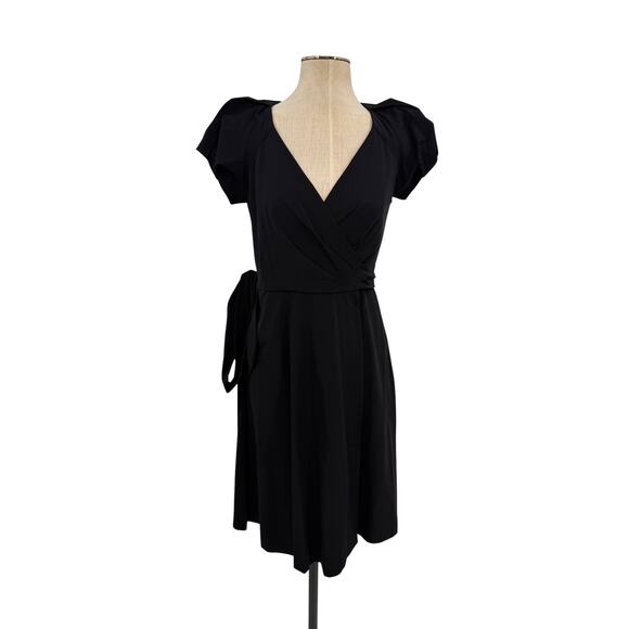 Diane Von Furstenberg Dresses & Skirts - Diane Von Furstenberg Peyton Wrap Dress Puff Sleeve Knee Length Black 4